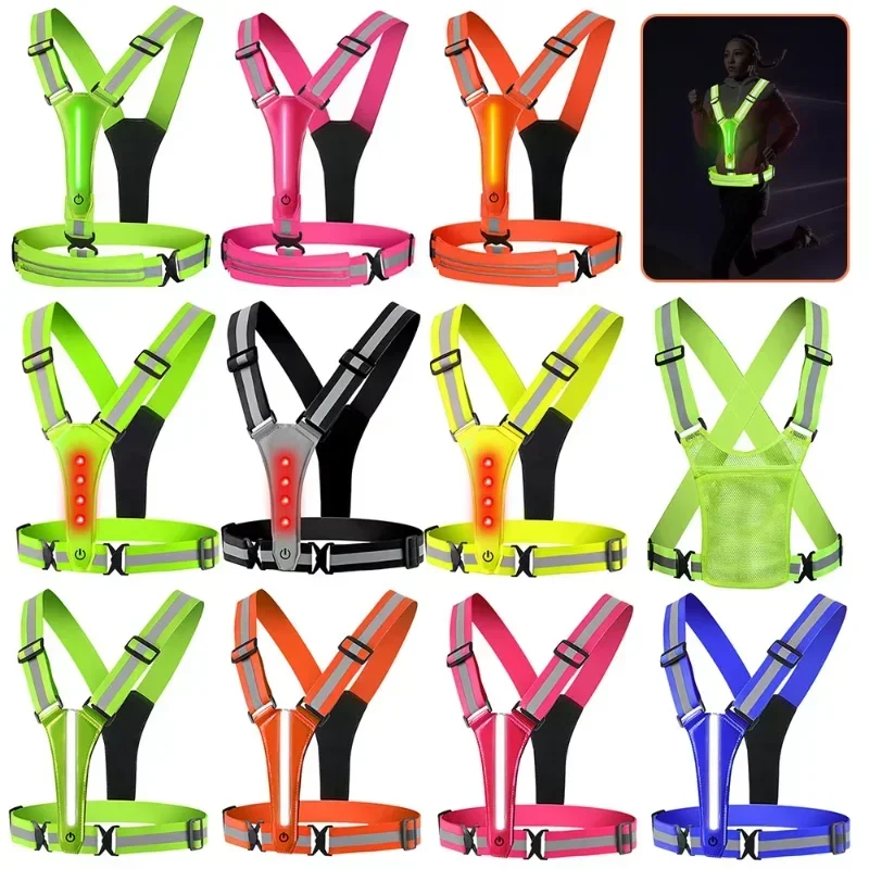 Reflective Vest Cycling - LED Reflective Vest Running Gear, Light